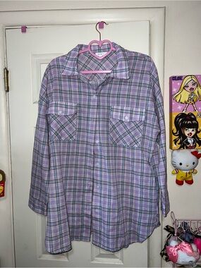 Lilac Oversize Flannel button up